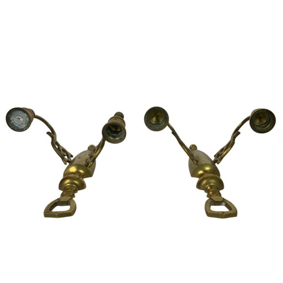 Vintage Brass Wall Sconce Pair Double Candle Holders Decorative Wall Mount Japan - Picture 3 of 4